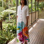 Leaf Print Maxi Shirt Dress — tropical veranda lifestyle