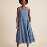 Linen Sundress with Side Pockets — Blue studio