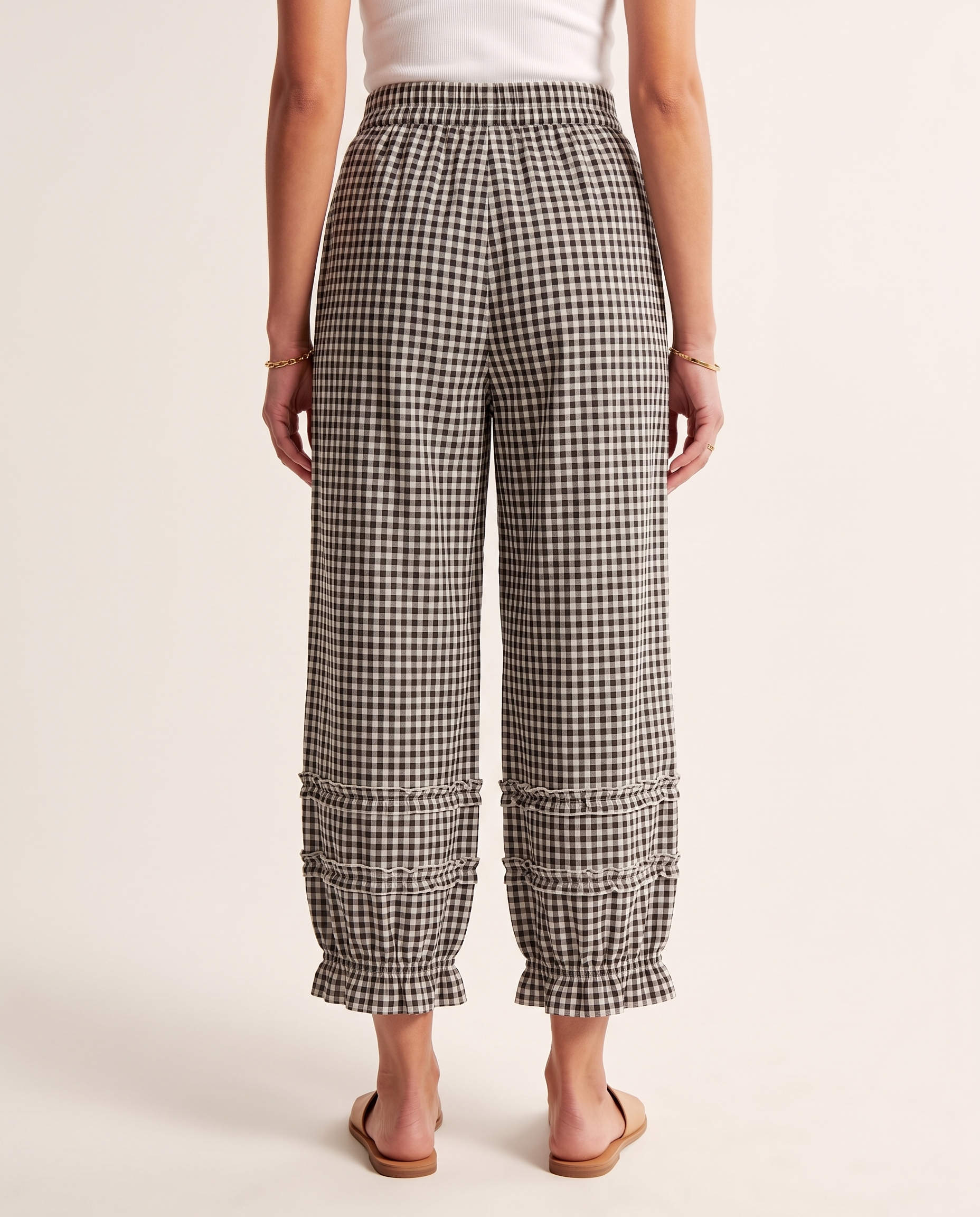 Monochrome Check Lantern Trousers with Cropped Leg – alternate product view