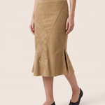 Printed Side-Split Midi Skirt — Studio angle Khaki — cadrage produit