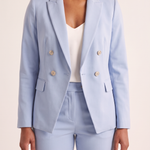 Notched Lapel Blazer and Straight Leg Trouser Set — detail