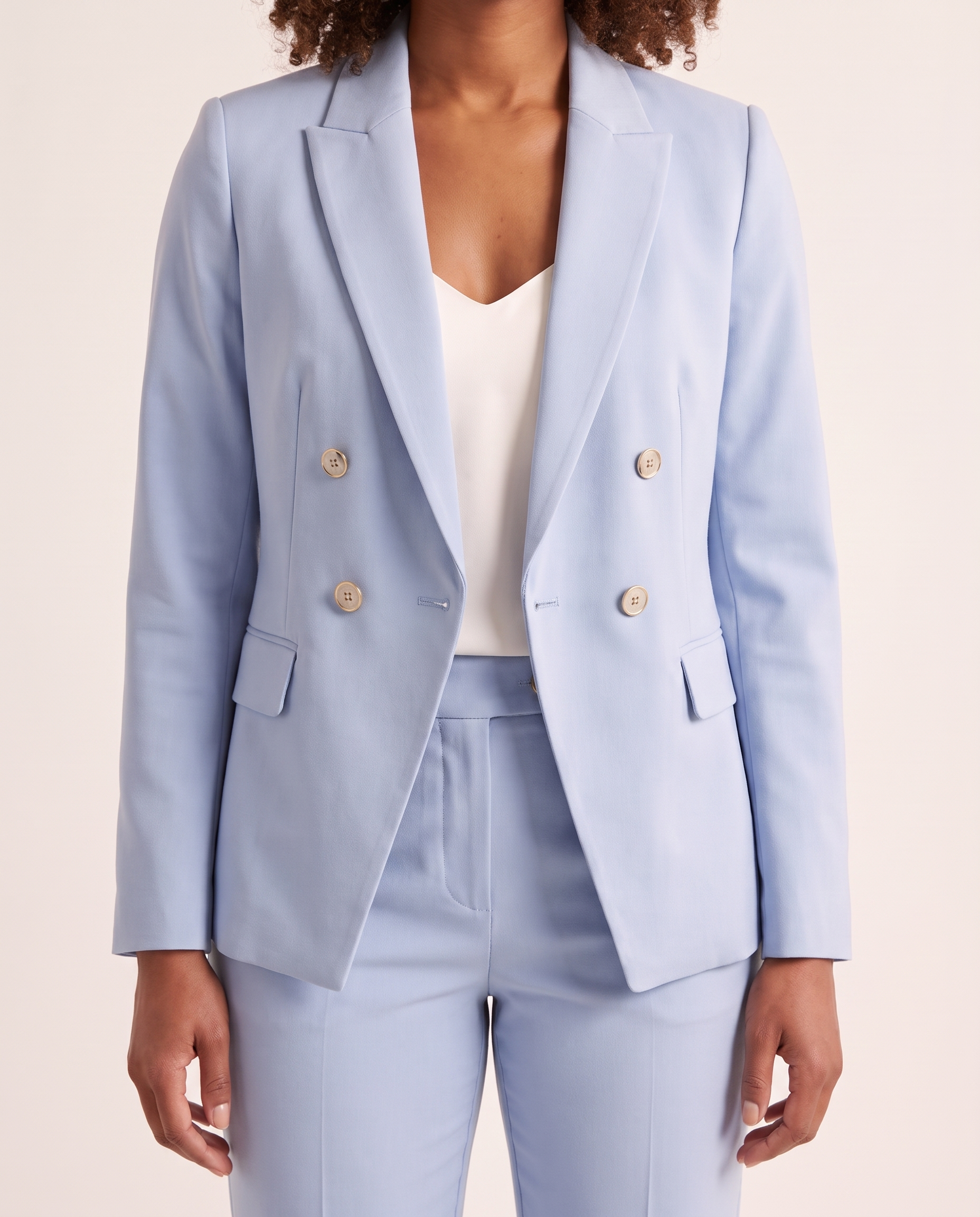 Notched Lapel Blazer and Straight Leg Trouser Set — detail