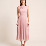 Occasion Midi Dress with Ruched Neckline — Pink studio