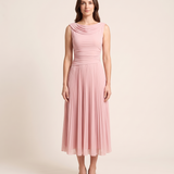 Occasion Midi Dress with Ruched Neckline — Pink studio