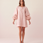 Linen Mini Dress with Puff Sleeves — product view