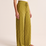 Polka Dot Wide Leg Trousers with Elastic Waist – three-quarter view