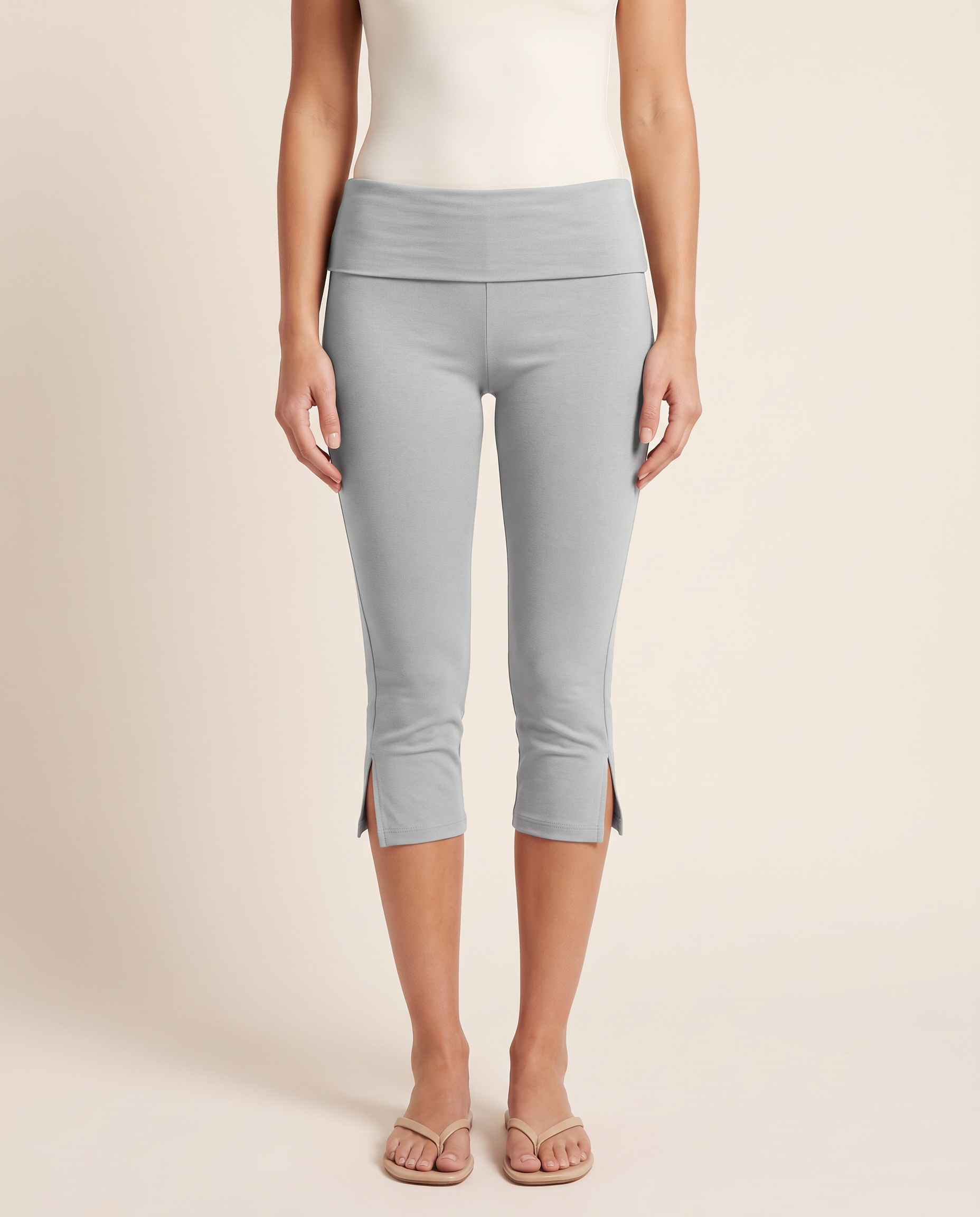 Skinny Capri Trousers with Split Hem – colour variant view