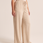 Wide Leg Beach Trousers with Drawstring Waist – three-quarter view