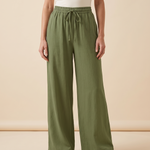 Wide Leg Beach Trousers with Drawstring Waist – colour variant view