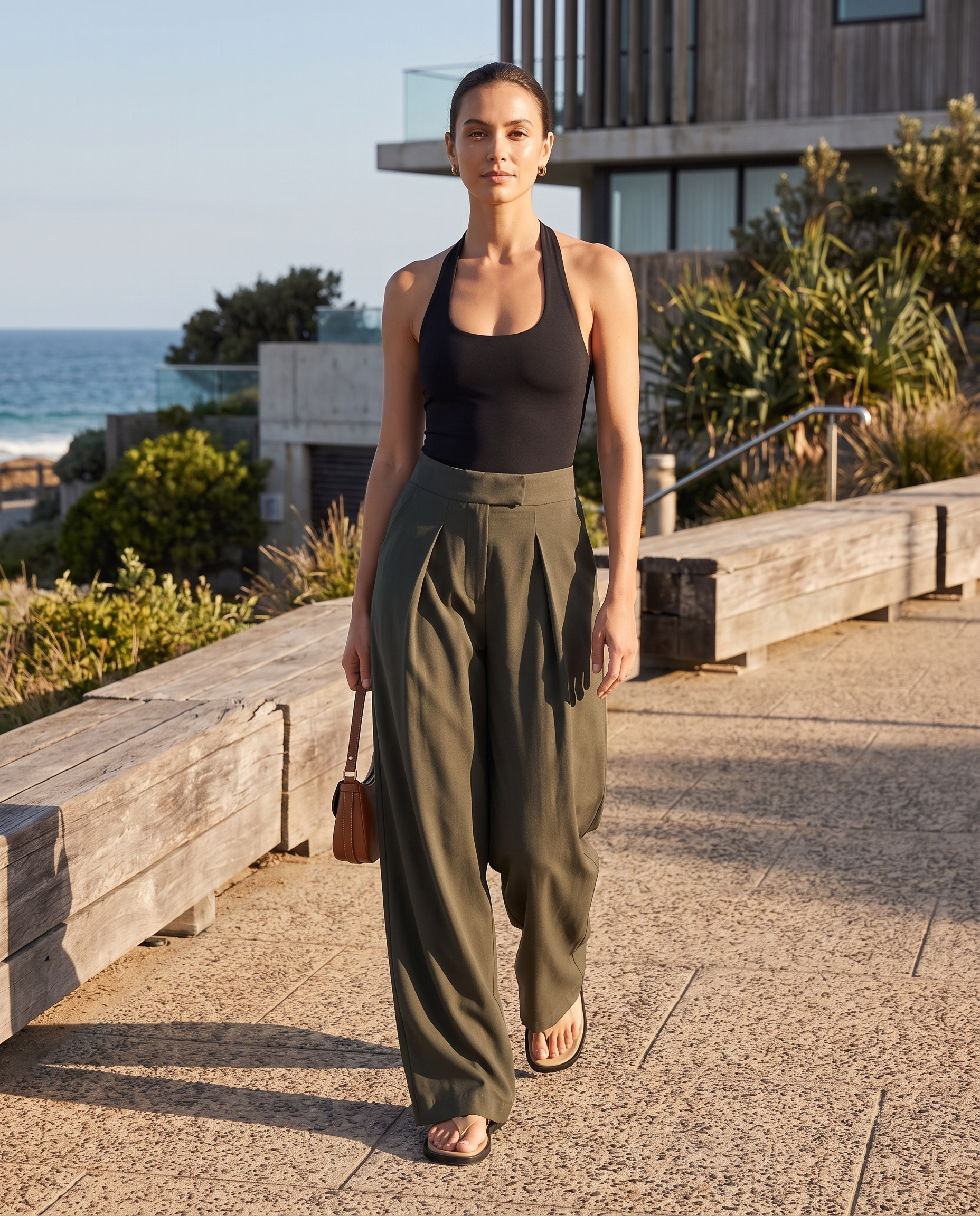 Pleated Wide Leg Trousers with Side Pockets – product detail view 1