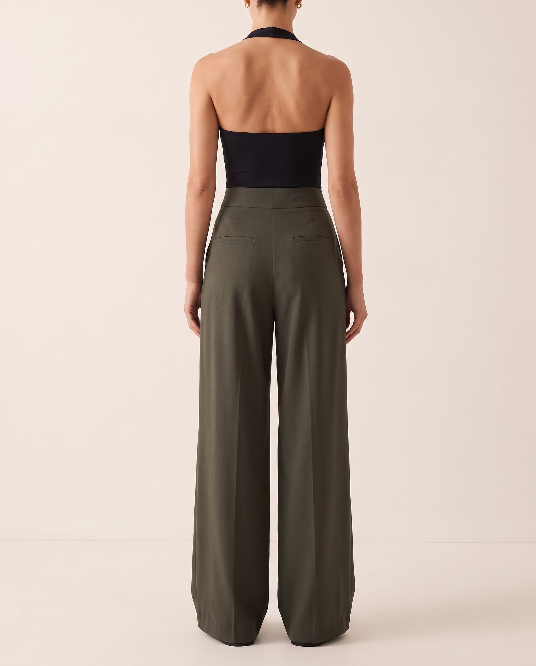 Pleated Wide Leg Trousers with Side Pockets – alternate product view