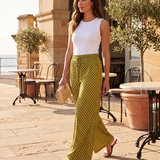 Polka Dot Wide Leg Trousers with Elastic Waist – product detail view 1