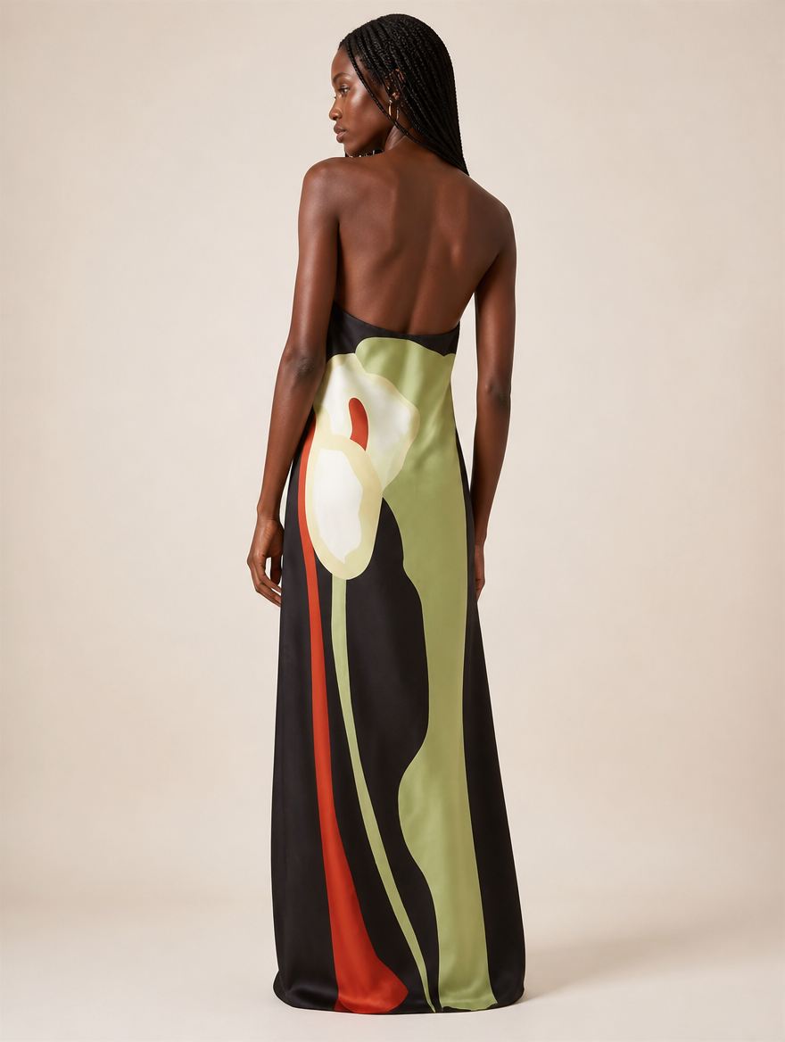 Strapless Open-Back Printed Maxi Dress – alternate product view