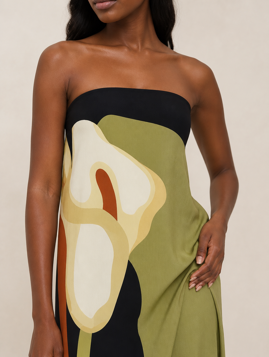 Strapless Open-Back Printed Maxi Dress – product detail view 1