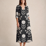 Printed Midi Dress with Pockets — Black studio