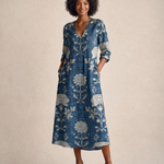 Printed Midi Dress with Pockets — Dark Blue studio