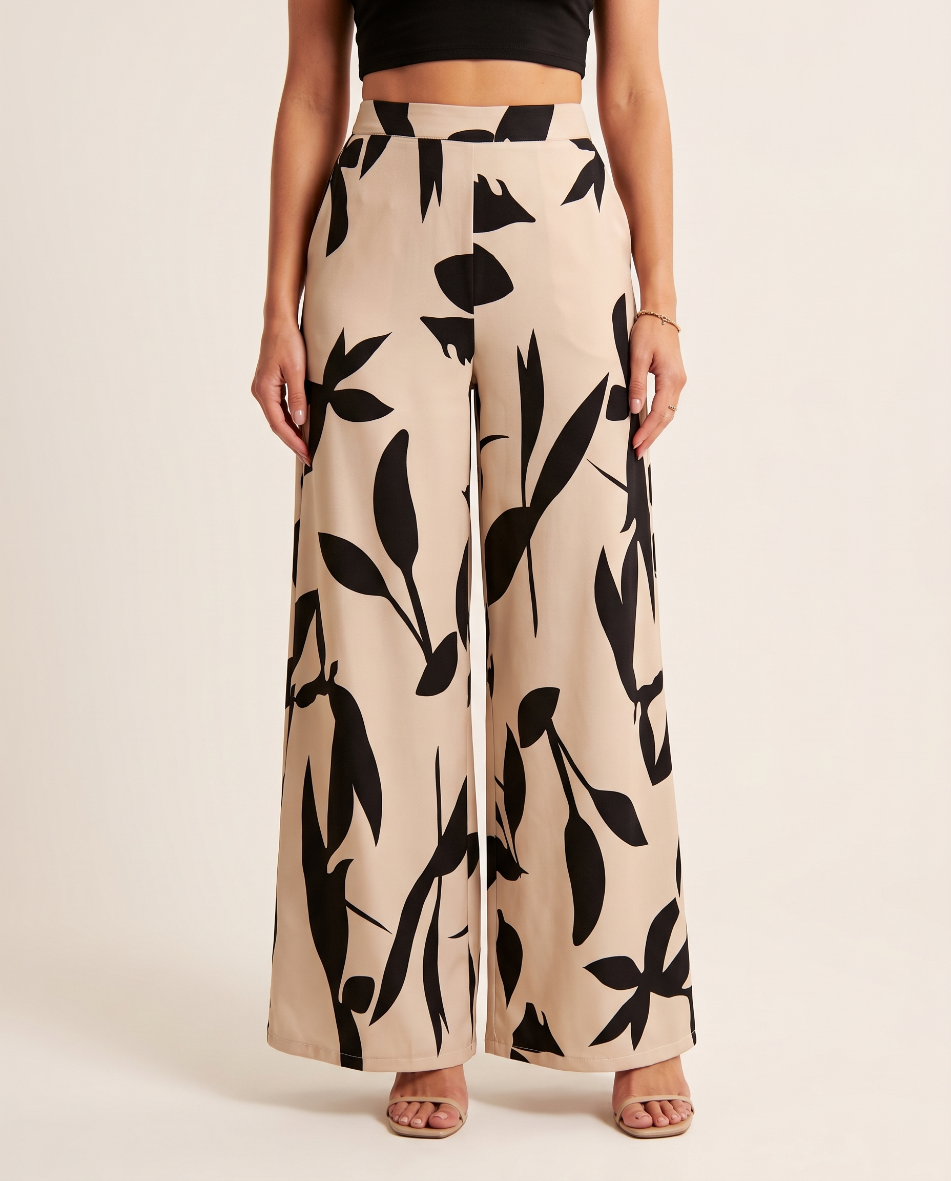 Printed Wide Leg Trousers with Relaxed Fit – primary product view
