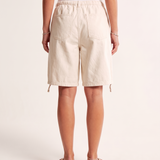 Relaxed Cargo Denim Shorts with Low Rise – alternate product view