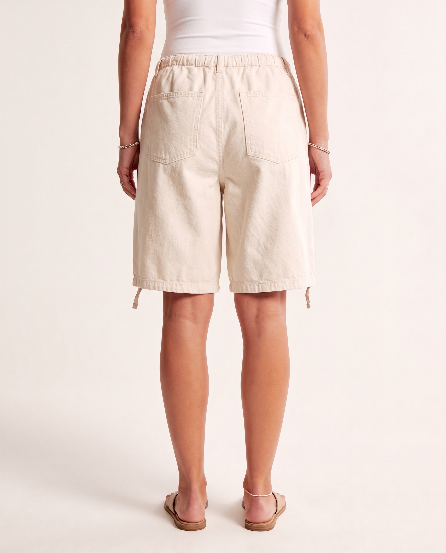 Relaxed Cargo Denim Shorts with Low Rise – alternate product view