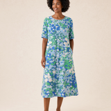 Relaxed Floral Midi Dress — Blue studio