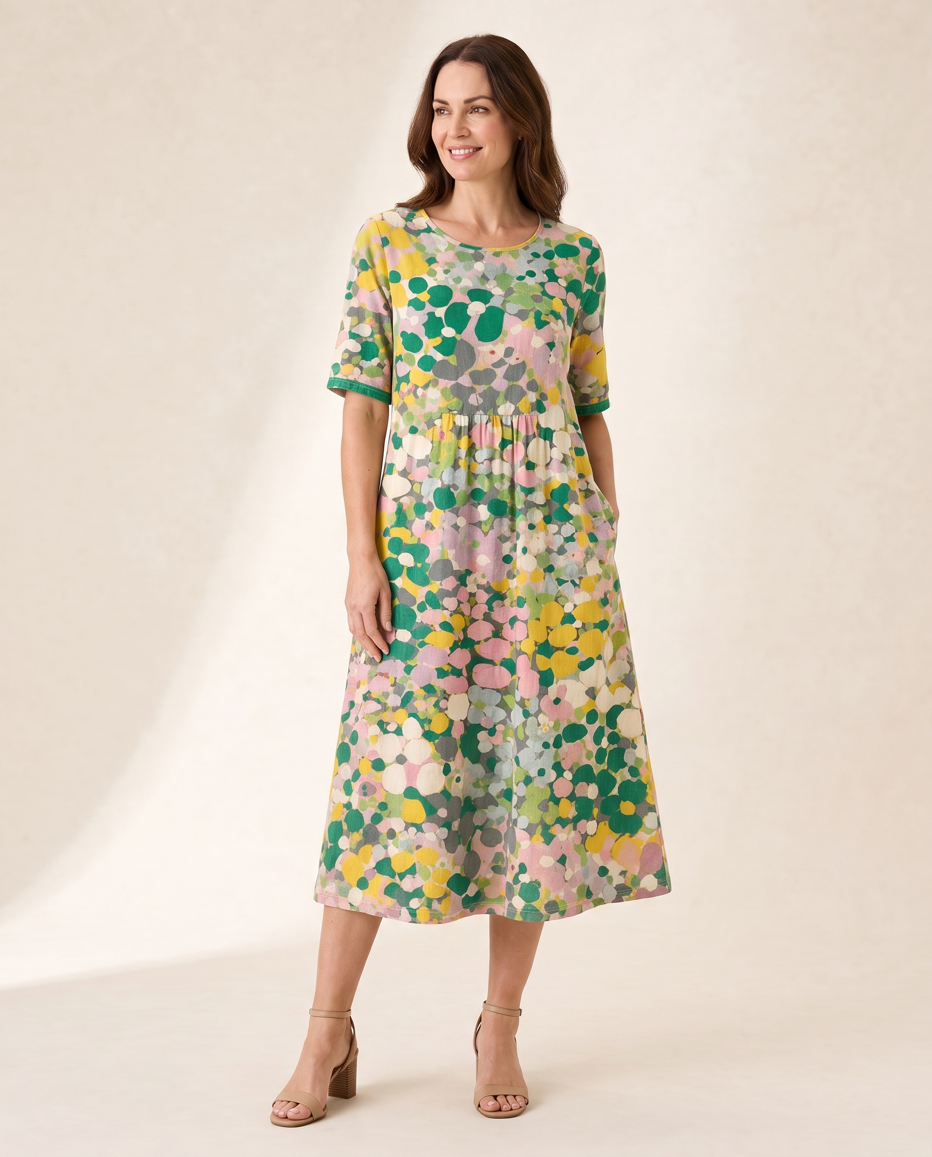 Relaxed Floral Midi Dress — Green studio