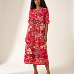 Relaxed Floral Midi Dress — Red studio