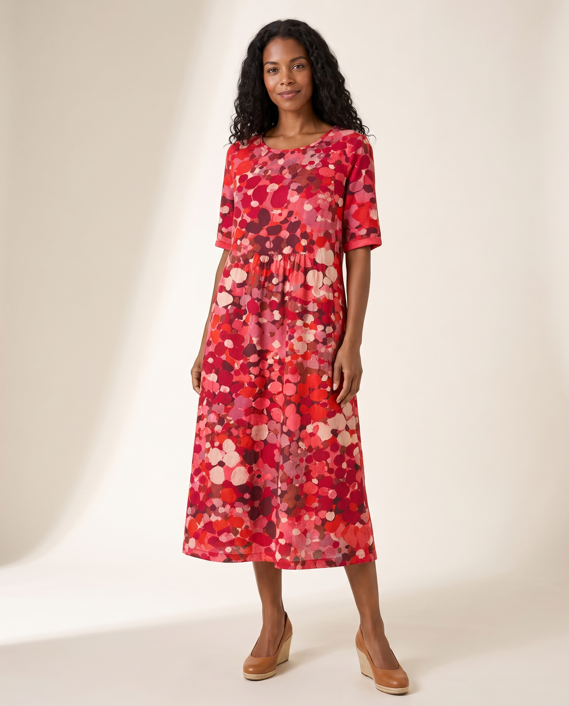 Relaxed Floral Midi Dress — Red studio