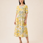 Relaxed Floral Midi Dress — Yellow studio