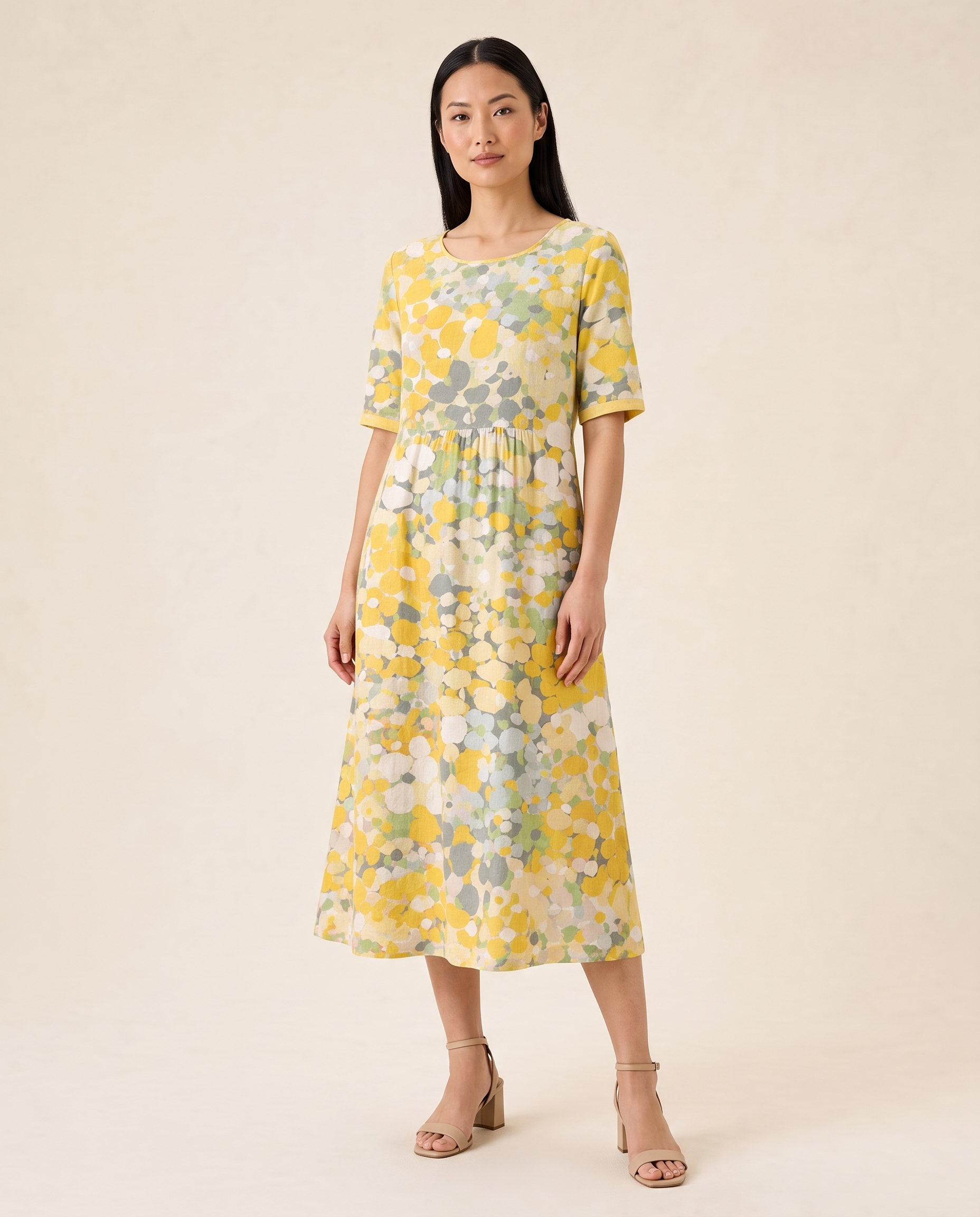 Relaxed Floral Midi Dress — Yellow studio