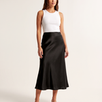 Satin Bias Cut Midi Skirt with High Waist – primary product view
