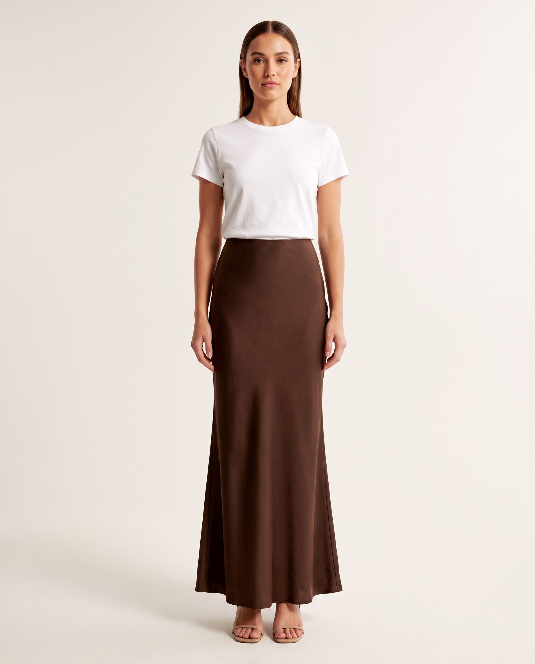 Satin Trumpet Maxi Skirt with High Waist – primary product view