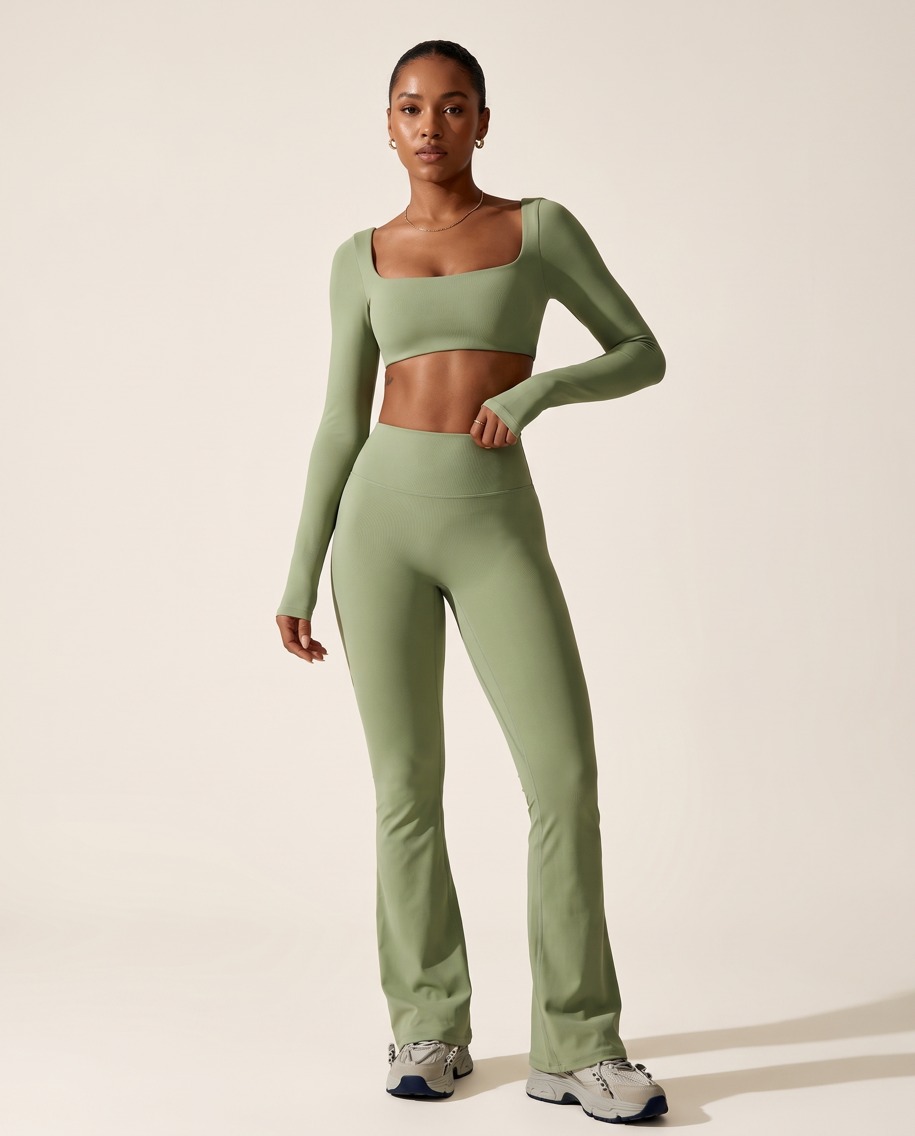 Seamless Two Piece Activewear Set with Long Sleeve Top – primary product view