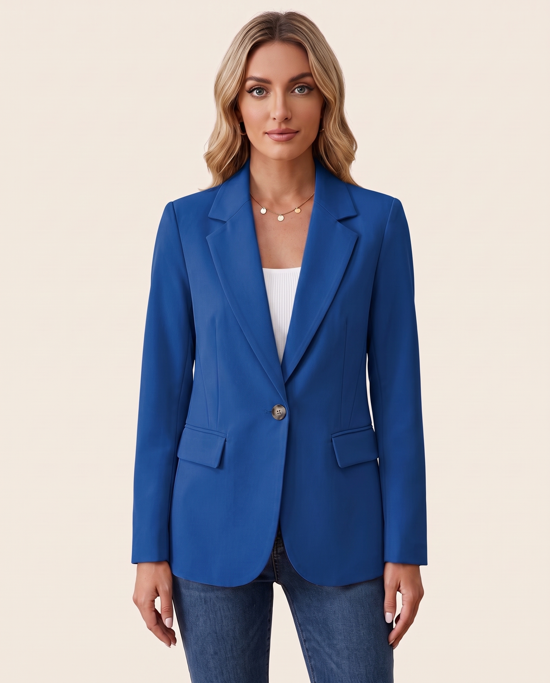 Sheryl women's long sleeve blazer – Blue