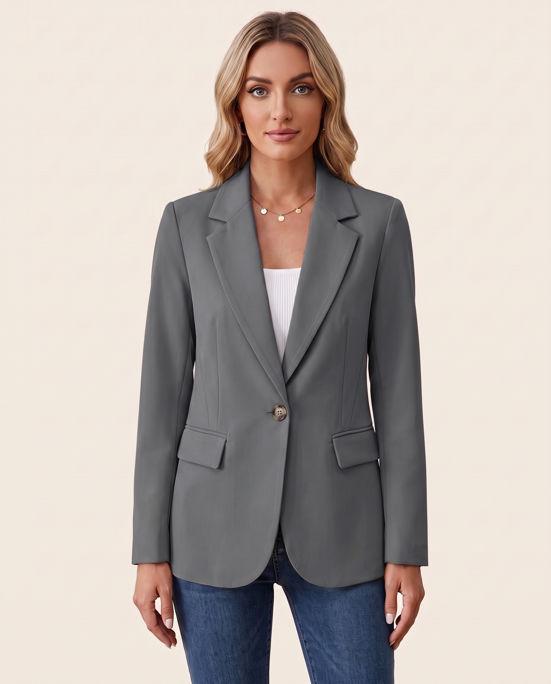 Sheryl women's long sleeve blazer – Gray
