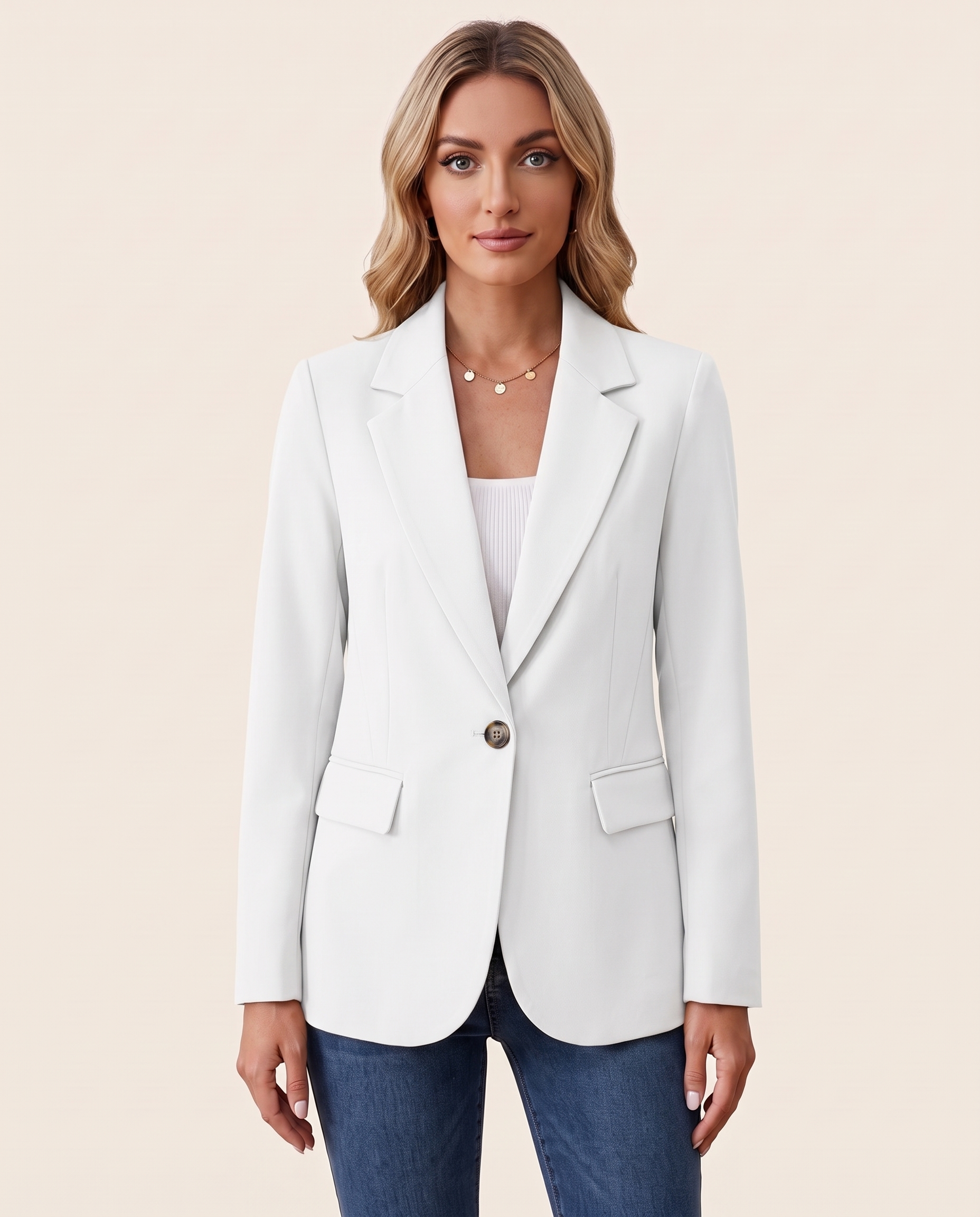 Sheryl women's long sleeve blazer – White