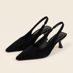 Cut-Out Pointed-Toe Slingback Heels — front view