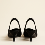 Cut-Out Pointed-Toe Slingback Heels — back view