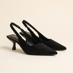 Cut-Out Pointed-Toe Slingback Heels — side view