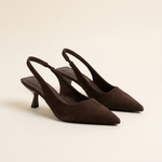 Cut-Out Pointed-Toe Slingback Heels — product view