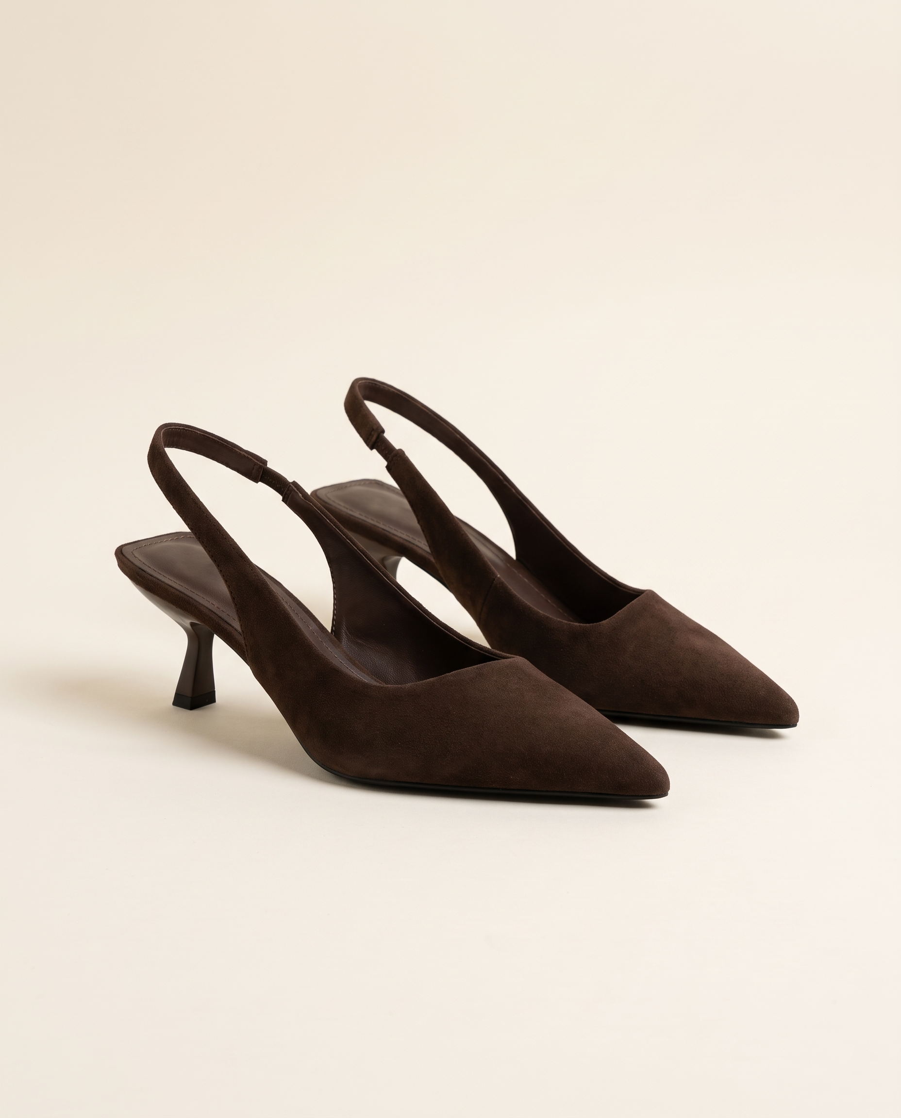 Cut-Out Pointed-Toe Slingback Heels — product view