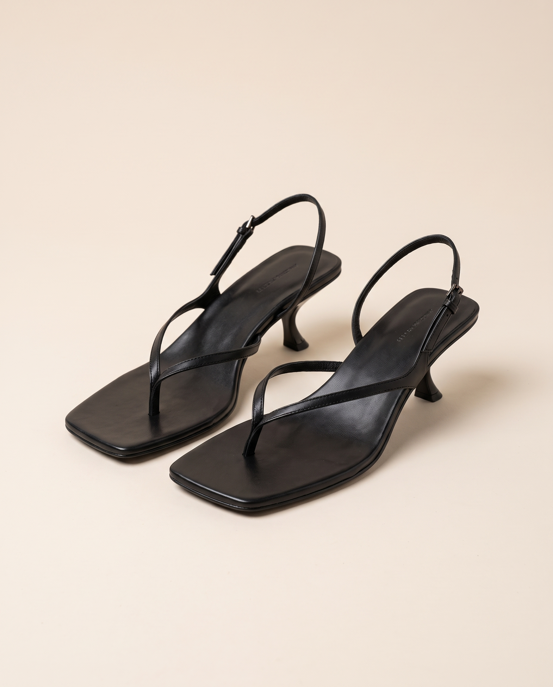 Square-Toe Kitten-Heel Sandals with Back Strap — front view
