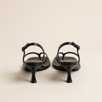 Square-Toe Kitten-Heel Sandals with Back Strap — back view