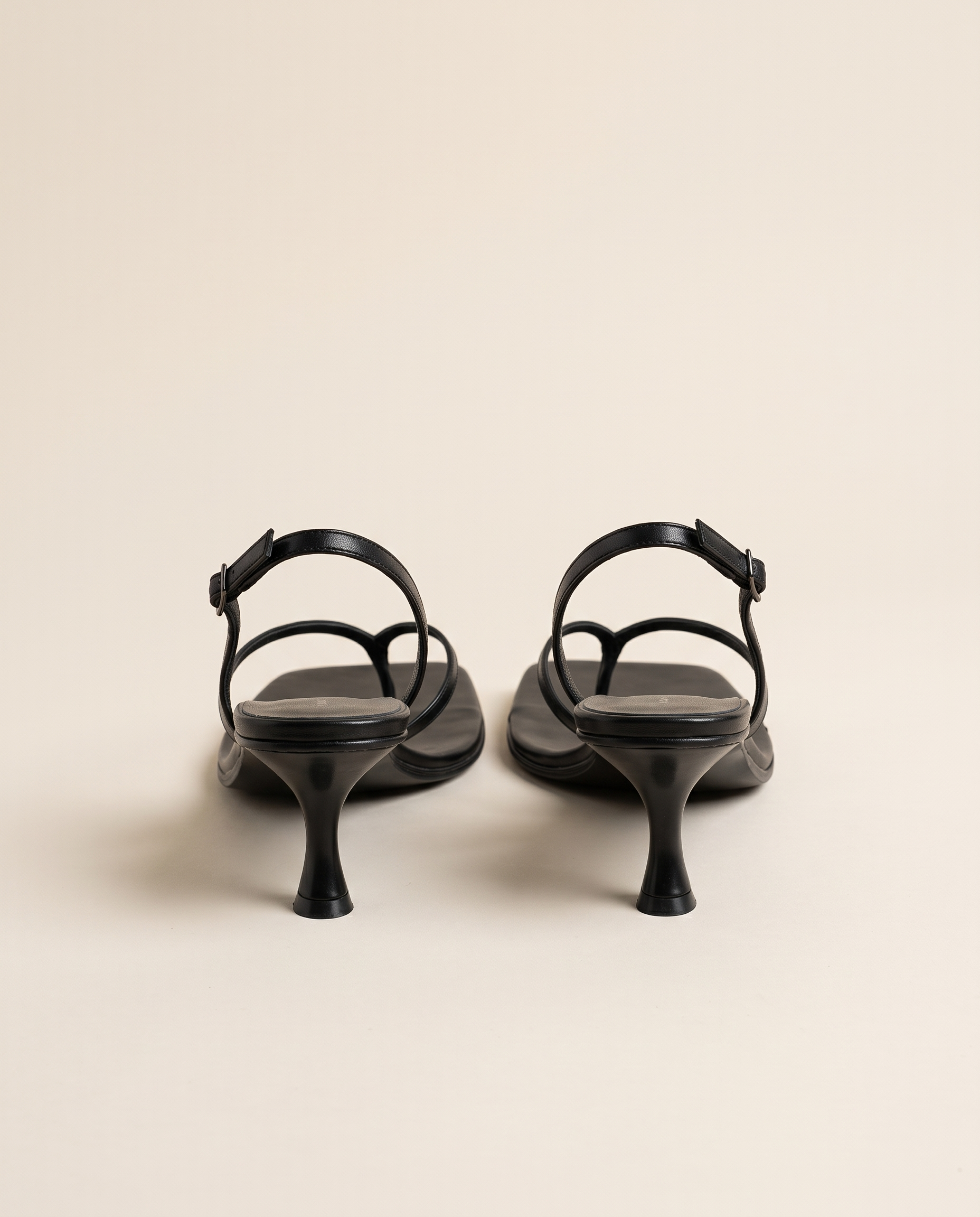 Square-Toe Kitten-Heel Sandals with Back Strap — back view