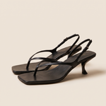 Square-Toe Kitten-Heel Sandals with Back Strap — side view
