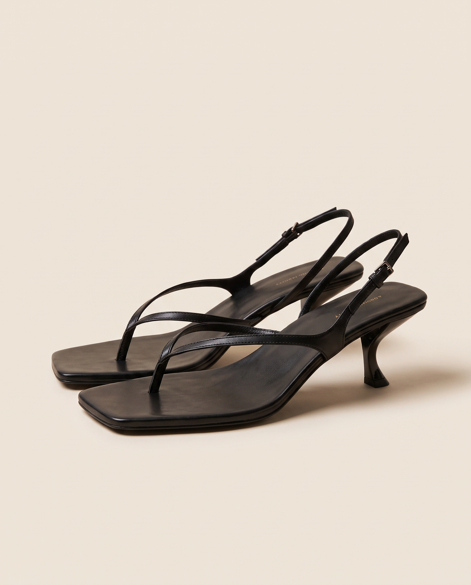 Square-Toe Kitten-Heel Sandals with Back Strap — side view