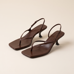 Square-Toe Kitten-Heel Sandals with Back Strap — product view