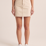 Denim Mini Skirt — Beige studio front view