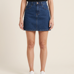 Denim Mini Skirt — Dark Blue front