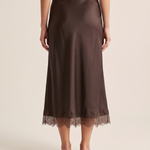 Lace Trim A-Line Midi Skirt — back view