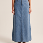 Pinstripe Denim Skirt — front view